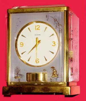 C.1975, LeCoultre and Cie, Atmos timepiece. This is a very nice example with a Chinese motif. — Antique Clocks Price Guide