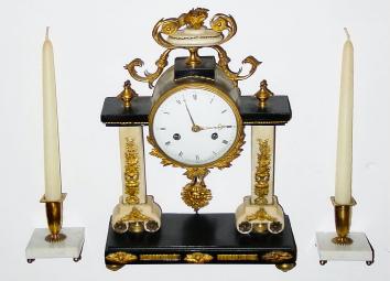 C.1825, French, 8-day time/strike 3 piece clock set. — Antique Clocks Price Guide