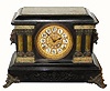 C.1910, Seth Thomas Clock Co., 8-day Time/Strike black and green Adamantine mantle clock.