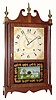 C.1828, Ephriam Downs, Bristol, Conn., 30-hour time and strike wood movement pillar and scroll shelf clock.