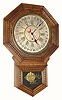 C.1901, William L. Gilbert Clock Co., "Admiral", 8-day time calendar wall clock in generally good condition, with some exceptions.