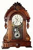 C.1875, F. Kroeber Clock Co., "Floretta", 8-day time and strike walnut shelf clock, with restorations.