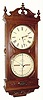 C.1875, Ithaca Clock Co., "No. 1 Regulator" double dial perpetual calendar, their catalog also referred to this model as "Hanging Bank Clock".
