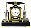 C.1880, French, Automaton "Beam Engine" a bronze and silvered Industrial mantel timepiece,