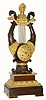 C.1825, French, Lyre Form Clock, bronze and ormolu, in excellent original condition.