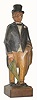 C.1910, German Carved wood mechanical whistler, large dark man with top hat and umbrella.