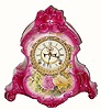 C.1904, Ansonia Clock Co., La Normandie, Royal Bonn porcelain china mantel clock.