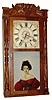 C.1835, Riley Whiting, 30-hour time and strike wood movement carved column and splat shelf clock.