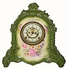 C.1901, Ansonia Clock Co., "LaVerdon", 8-day time/strike Royal Bonn porcelain clock.