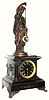 C.1890, French, Mystery Clock, Traditional Bronzed spelter statue, holding pendulum which swings with no apparent impulse.