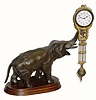 C.1910, German, Junghans, Novelty ELEPHANT Swing Clock, bronzed spelter statue with ormolu frame to clock, and in outstanding original condition.