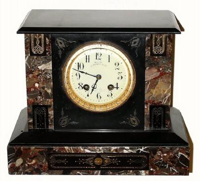 C.1900, French, 8-day time and strike marble mantel clock, in very good original condition. — Antique Clocks Price Guide