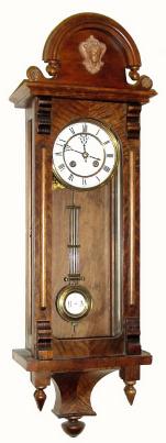 C.1900, German, Muller and Co, "R-A" regulator, 8-day time and strike on a gong, in generally good condition with restorations. — Antique Clocks Price Guide