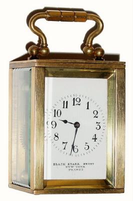 C.1910, French for Black Starr and Frost, New York, Mini brass cased carriage timepiece — Antique Clocks Price Guide