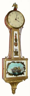 C.1830, Boston Area, 8-day presentation banjo, with restorations. — Antique Clocks Price Guide