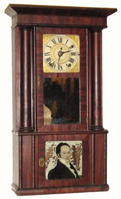 C.1830, Rodney Brace, North Bridgewater, Mass., 30-hour time/strike/alarm (3-weight) shelf clock, — Antique Clocks Price Guide