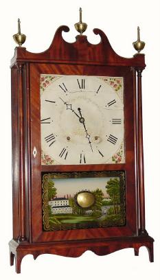 C.1825, Seth Thomas, Plymouth, Conn., 30-hour time/strike pillar and scroll shelf clock in very good condition. — Antique Clocks Price Guide