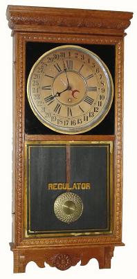 C.1916, Sessions Clock Co., "Regulator E", 8-day time and calendar store regulator in very good condition. — Antique Clocks Price Guide