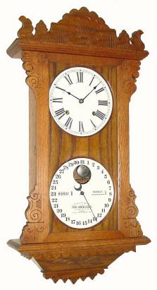 C.1890, Ithaca Calendar Clock Co., "No. 16 Hanging Index", 8-day time/strike calendar wall clock, — Antique Clocks Price Guide