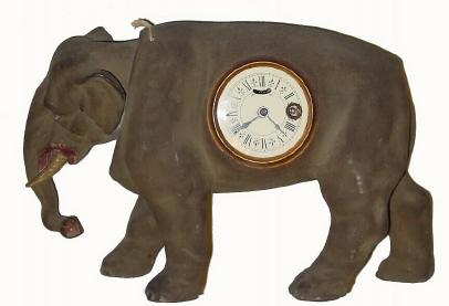 C.1890, German, "Lucy the Elephant" automaton clock, missing tail. — Antique Clocks Price Guide