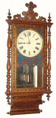 C.1870, Anglo-American, 8-day time and strike wall clock, with double rolling pin bottom. — Antique Clocks Price Guide