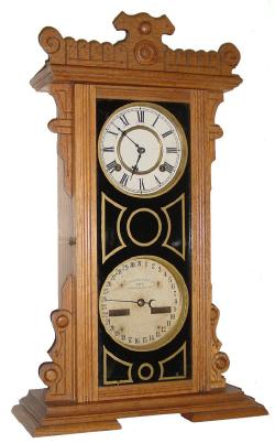 C.1891, Waterbury Clock Co., "Calendar No. 44", 8-day double dial calendar clock — Antique Clocks Price Guide