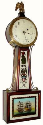 C.1908, Chelsea Clock Co., Weight Driven mahogany banjo clock, in very nice restored condition. — Antique Clocks Price Guide