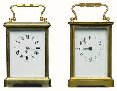 Lot of 2 French Timepiece Carriage Clocks: — Antique Clocks Price Guide