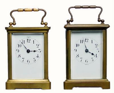 Lot of 2 French Timepiece Carriage Clocks: — Antique Clocks Price Guide