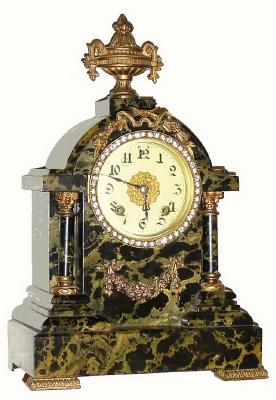 C.1900, New Haven Clock Co., "Charlton", 8-day time/strike enameled iron case mantel clock. — Antique Clocks Price Guide