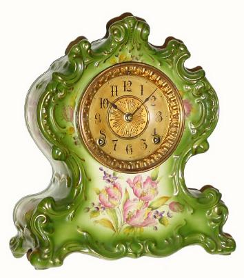 C.1901, Ansonia Clock Co., "WACO", porcelain china clock in very good original condition. — Antique Clocks Price Guide