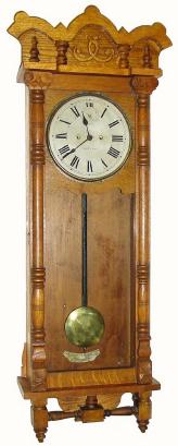 C.1915, New Haven, ELFRIDA in oak, as-found with restorations. — Antique Clocks Price Guide