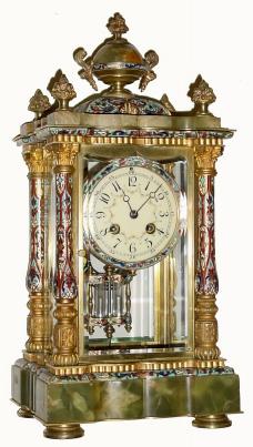C.1895, French, Onyx and Cloisonne Crystal Regulator in very good original condition. — Antique Clocks Price Guide