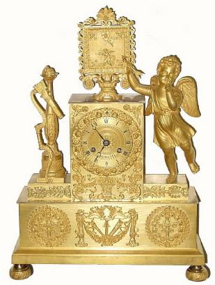 C.1830, French, Ormolu Figural Clock, CUPID, in excellent original condition. — Antique Clocks Price Guide