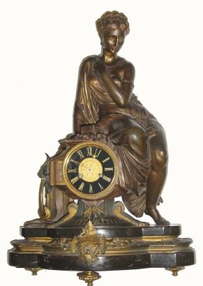 C.1875, French, Bronze and Marble Figural clock, "Imperia", in very good original condition. — Antique Clocks Price Guide