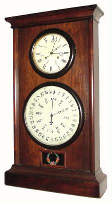 C.1865, L. F. and W.W. Carter, "LEWIS Calendar No. 8" , 8-day 2-weight calendar timepiece in very good condition. — Antique Clocks Price Guide