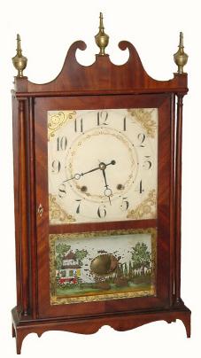 C.1825, Seth Thomas, Plymouth, Conn., 30-hour time/strike pillar and scroll shelf clock in excellent condition. — Antique Clocks Price Guide