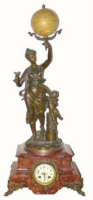 C.1900, French, Bronzed Spelter statue clock "LA TERRE" (par Anirie) in good original condition. — Antique Clocks Price Guide