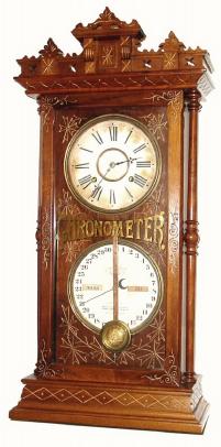 C.1880, Ithaca CHRONOMETER model, double dial perpetual calendar clock, in excellent condition. — Antique Clocks Price Guide