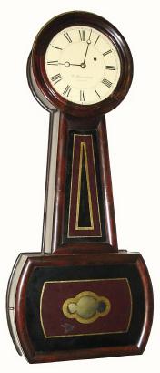 C.1850, E. Howard and Co., "Banjo No. 4", 8-day wall timepiece in generally good condition, exceptions noted. — Antique Clocks Price Guide