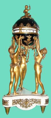 C.1885, French, Three Graces, Annular Dial Clock SET, — Antique Clocks Price Guide