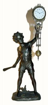 C.1910, German, Junghans, "Bat Boy" swing clock in very good original condition. — Antique Clocks Price Guide