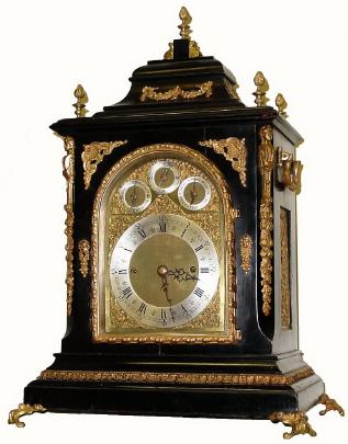 C.1880, English, 3-Fusee Bracket clock, 8-Bell and 5 gong, — Antique Clocks Price Guide