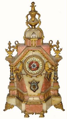 C.1890, French, Marble, Bronze and Cloisonne mantel clock in very good original condition. — Antique Clocks Price Guide