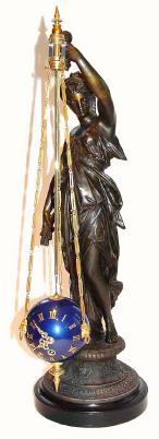 C.1890, French, Bronzed Spelter Rotary timepiece in excellent original condition. — Antique Clocks Price Guide