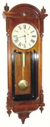 C.1890, Seth Thomas Clock Co., "Regulator No. 6", in walnut and in good condition with restoration. — Antique Clocks Price Guide