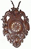C.1890, French, Carved Oak Cartel Clock, hunting motif.