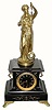 C.1890, French, Mystery Clock, Traditional gilt spelter statue