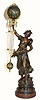 C.1890, French, Bronzed Spelter Swinging Mystery timepiece, "Flower Girl" in very good original condition.