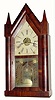 C.1850, Benjamin Frost, Reading Mass, overpaste on Brewster and Ingraham 8-day steeple clock